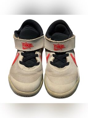 Nike Team Hustle Unisex Kids Low Top Sneakers Hook & Loop Gray/Red US 12